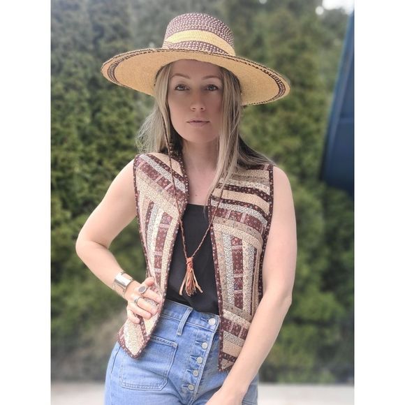 The Hester Handmade Quilted Cotton Vest Cottagecore Rustic Sz M - Picture 8 of 11